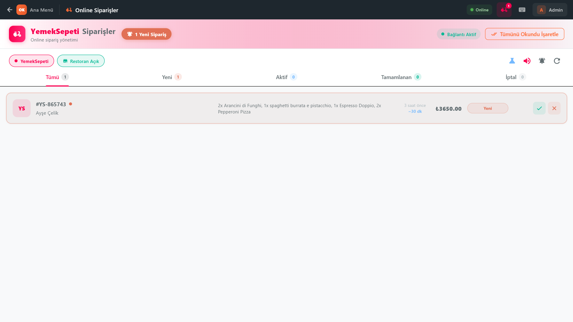 OkPos Online Siparişler